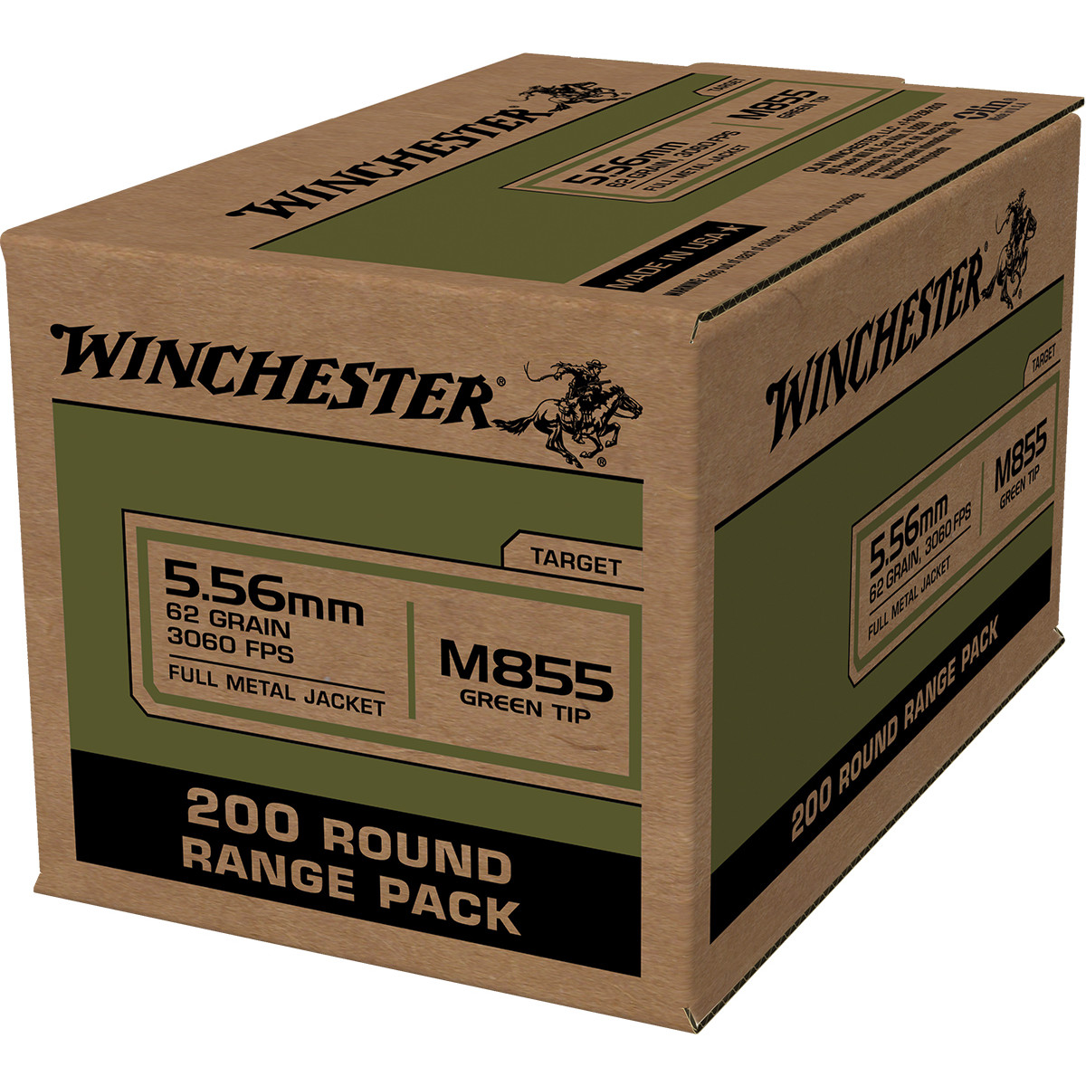 Winchester Usa Lake City M855 Rifle Ammunition 556mm 62gr Fmj 3060 Fps 200ct Veteran Arms